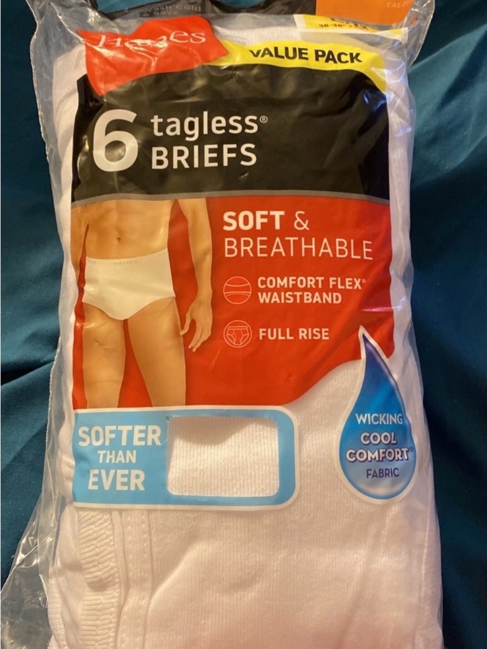 Hanes Men's Tagless White Briefs - 6 Pack size Large